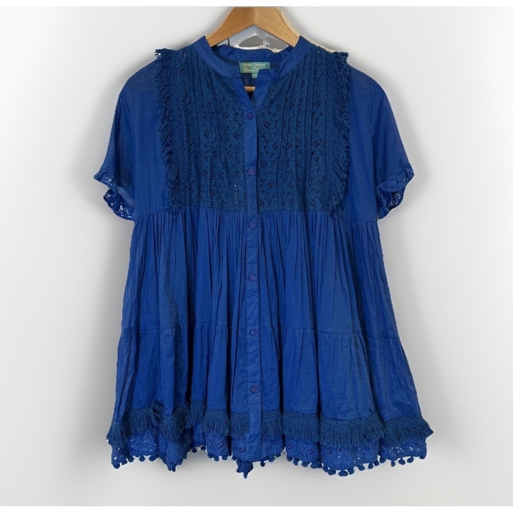 Antica Sartoria Giacomo Cinque Girls  Dress Sz 12 Royal Blue  Cotton Pleated